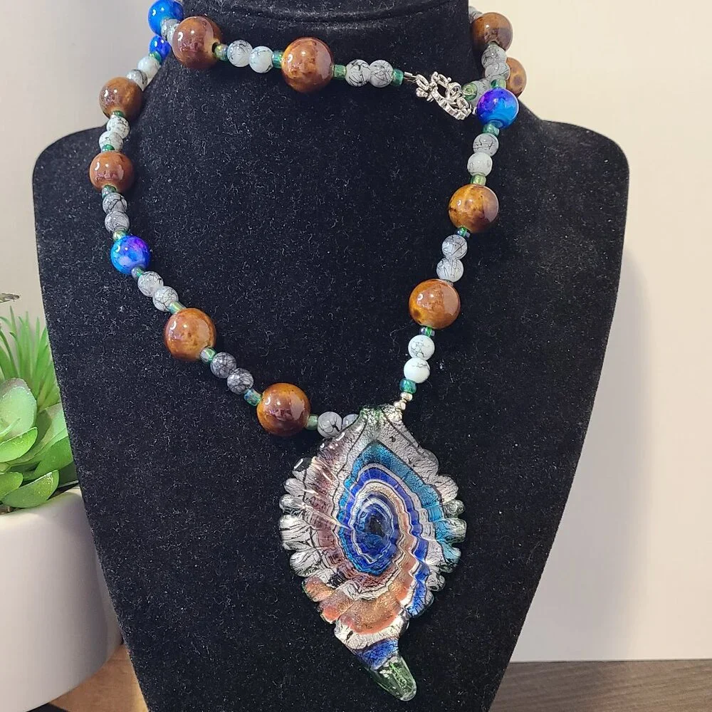 Handcrafted Glass Beaded Necklace Multi-Color NEW Statement Fashion Dressy Event